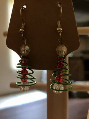Handcrafted Christmas Tree Earrings